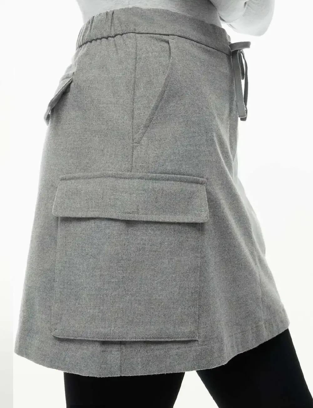 NWT The Group Babaton Cape Cargo Mini Skirt in Heather Light Grey Medium - Picture 3 of 9